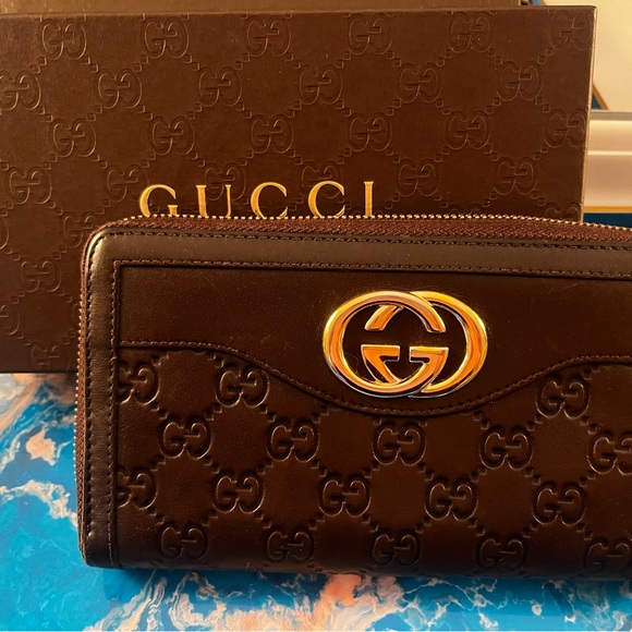 ⭐️Gucci GG brown leather wallet, authentic, EXCELLENT condition box & dustbag - Picture 13 of 16